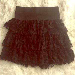 Black lace mini skirt